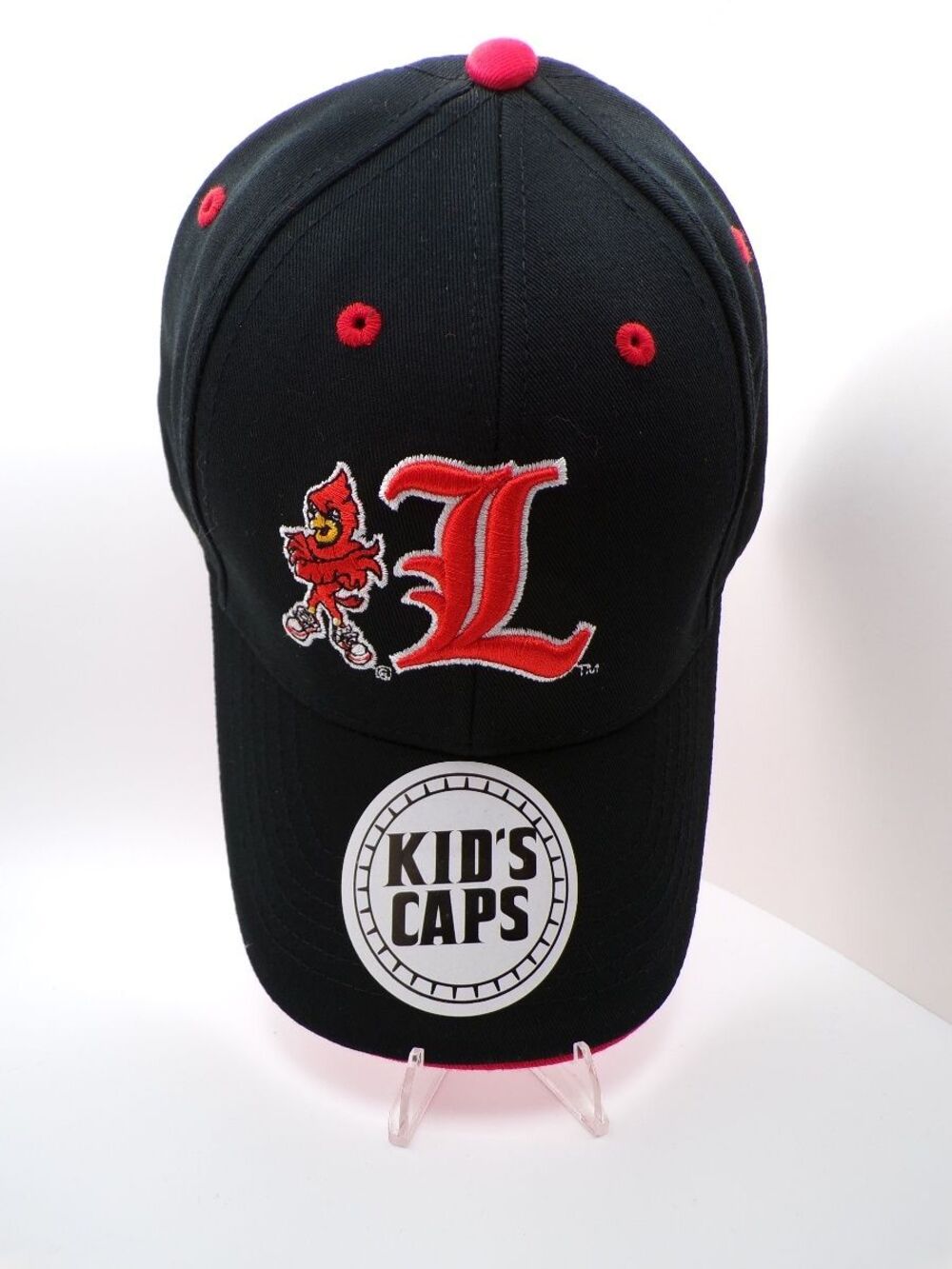 Boys Louisville Cardinals Kids Adjustable Baseball Cap Black Red